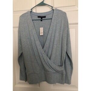 WhiteHouse BlackMarket Pastel Blue Surplice Cotton Top M New!!